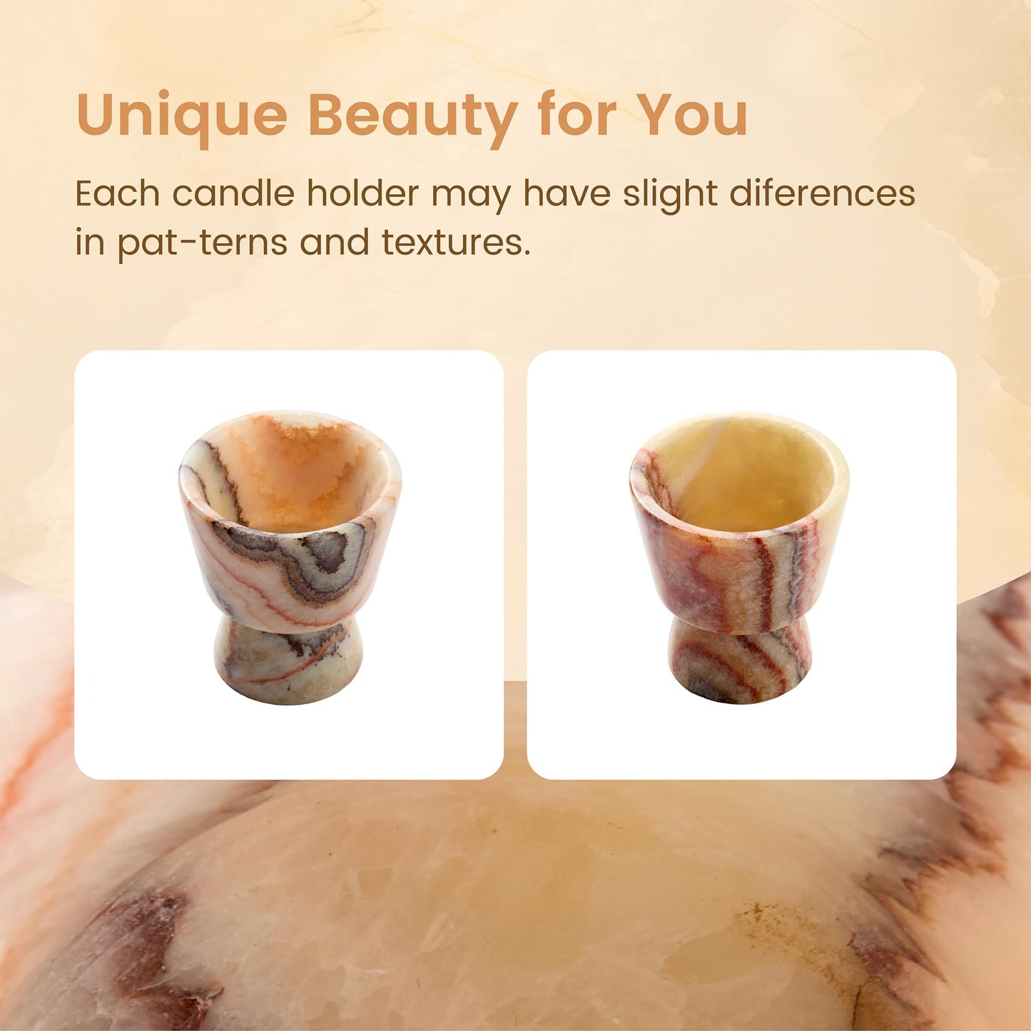 GarnCeilo Marble Candle Holder, Empty Tealight Candle Decor Holders, Amber White