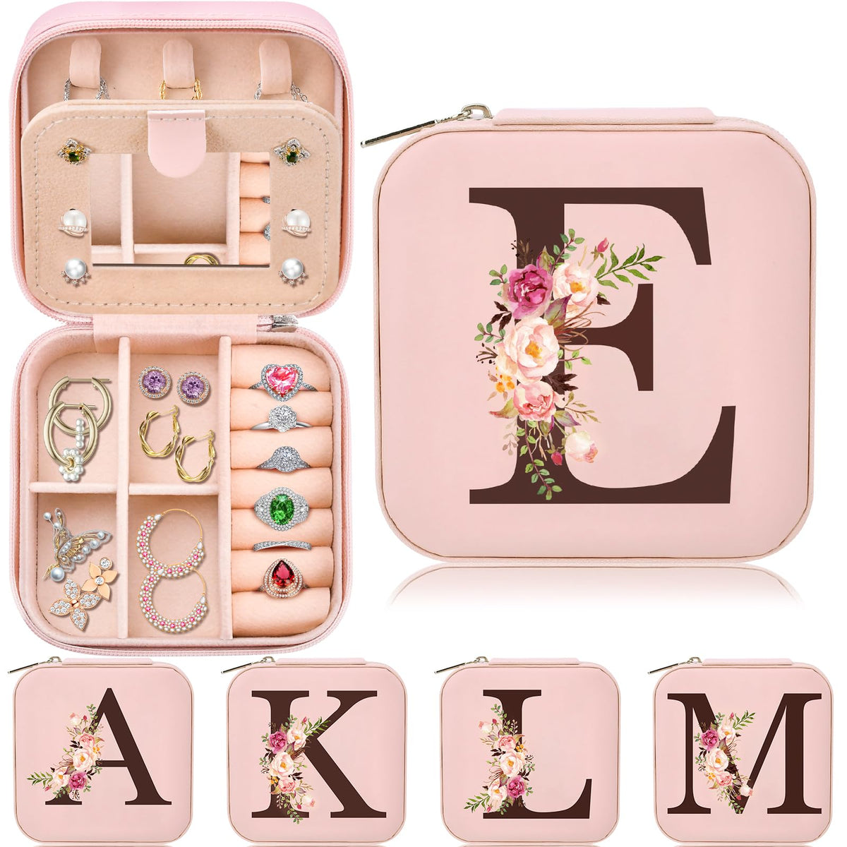 Inngeroo Mothers Day Mom Gifts from Daughter Son, Travel Jewelry Case Box Organizer Personalized Gifts for Mom Wife Women, Gift for Friend Sister Grandma Aunt, pink