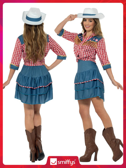 Smiffy's Women's Rodeo Doll Costume, blue, Small