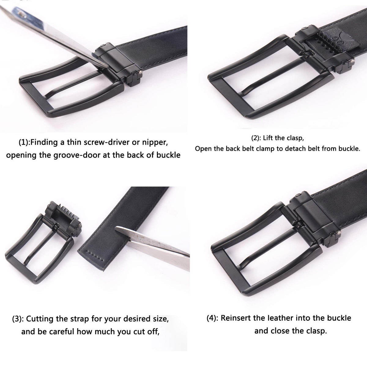 Weifert Men's Dress Belt Black Leather Belts for Jeans (32-34, Black2)