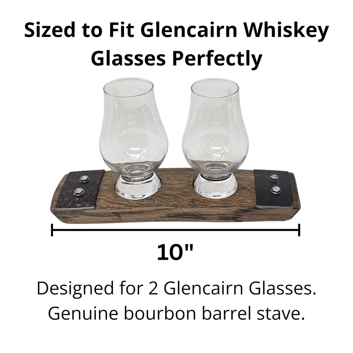 Barrel-Art Premium 2 Glass Whiskey Flight/Whiskey Coaster/Crystal Glass Holder/Bar Decor (With Crystal Glasses)