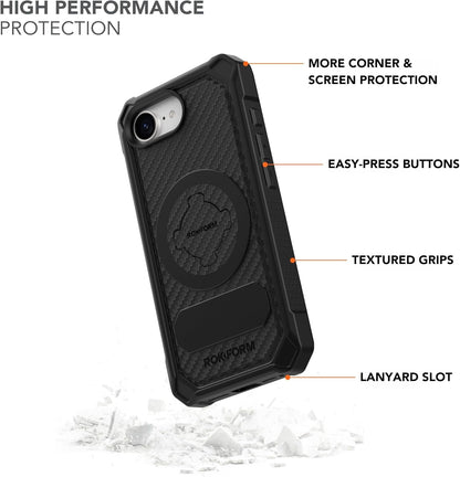 Rokform Rugged Case Compatible with iPhone 16 Pro Max, Magnetic Cover (Black)