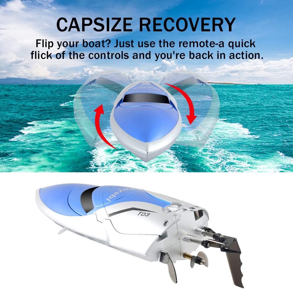 GizmoVine RC Boat, 2.4GHZ 15MPH High Speed Remote Control Boat with 2 Rechargable Batteries, Suitable for Pools/Lakes/Seaside, Double waterproof, Ship Model Gift for Adults & Kids