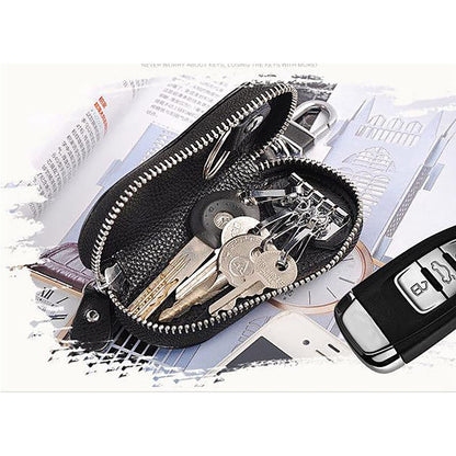 EUUDROBY Key Case Universal Remote Control Large Capacity Key Bag Waist Hanging Men's Leather Material Car Key Bag Daily Use