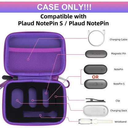 YouKnow Hard Case Compatible with PLAUD NotePin/NotePin S AI Voice Recorder - with Custom Foam Insert Holds Recorder, Magnetic Pin, Clip, Dock, Wristband & Cable (Case Only) (Galaxy)