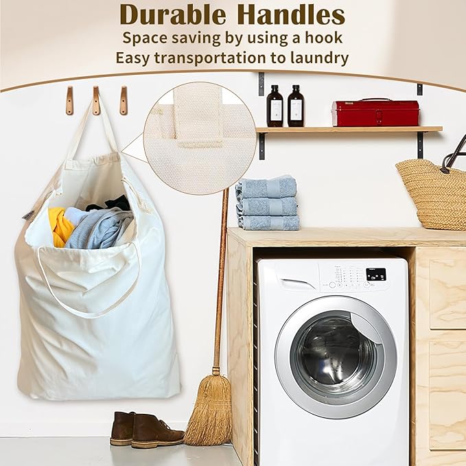 Canvas Laundry Bag 33"Wx 35"H, Thick Canvas Laundry Bag