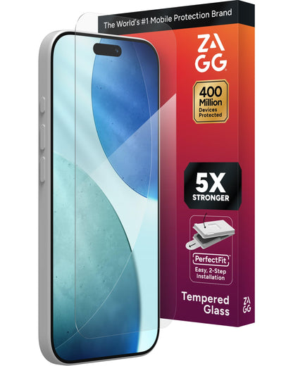 ZAGG Glass Elite Screen Protector for iPhone 16 Pro - 5X Stronger, Reinforced Edges, Ultra-Strong Tempered Glass, Scratch Resistant, Anti-Smudge, Easy Installation, InvisibleShield, Eco-Friendly
