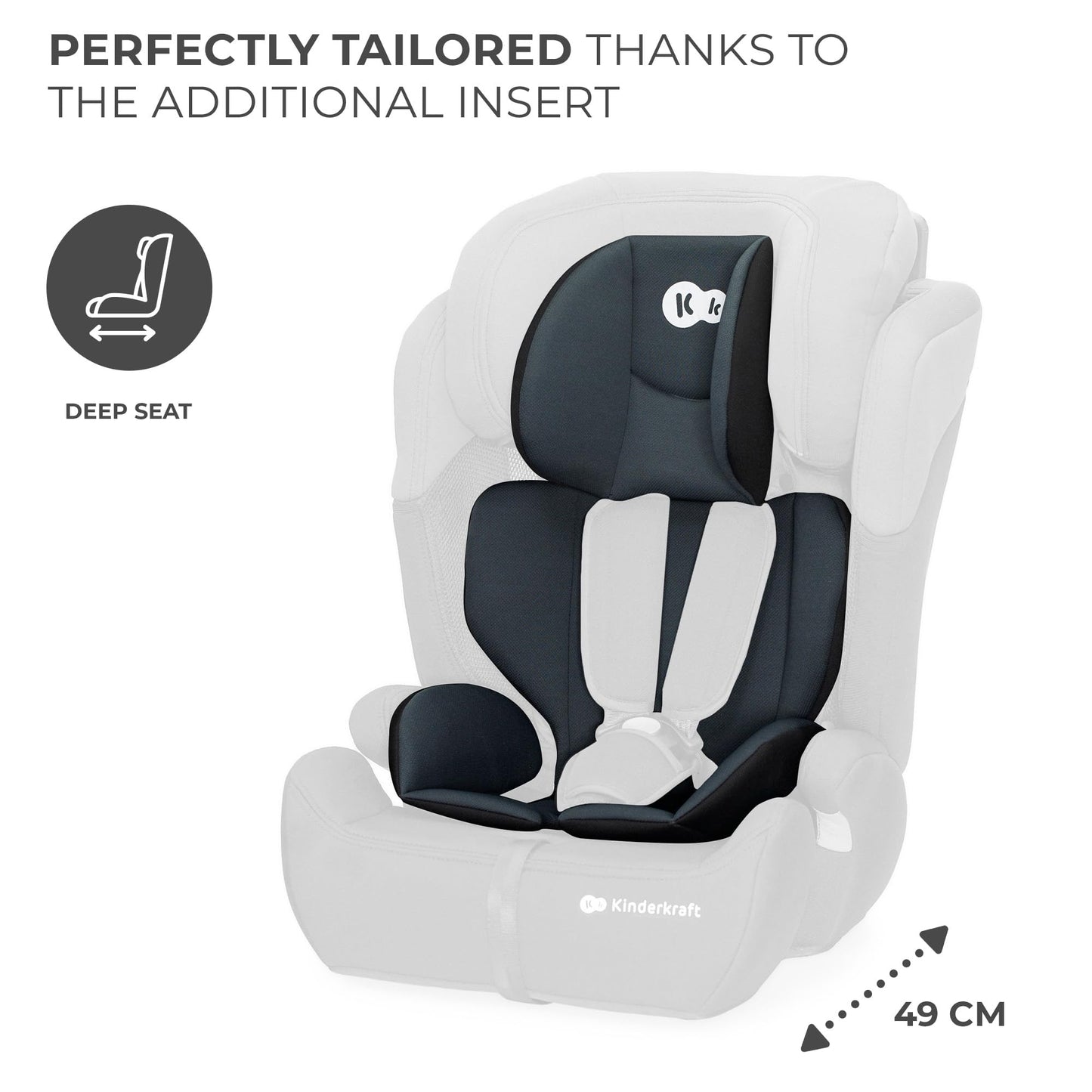 Kinderkraft Car Seat Comfort UP, I-Size Booster Child Seat, with 5 Point Harness, Adjustable Headrest, for Toddlers, Infant, Group 1/2/3, 76-150 cm or less than 18 kg, Black