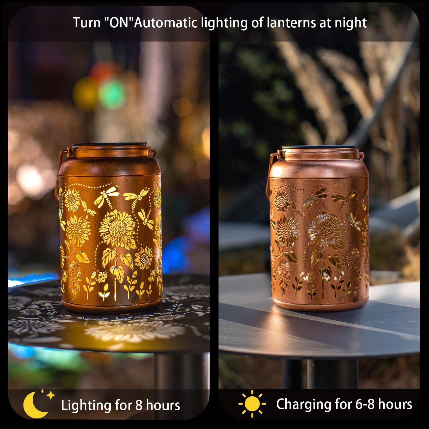 2pack Solar Lanterns Lights Outdoor Hanging Lantern Waterproof Metal LED Dragonfly Spring Decor Mothers Day Gifts for Women Men Mom Grandma Solar Light for Garden,Yard,Patio, Lawn,Pathway,Landscape