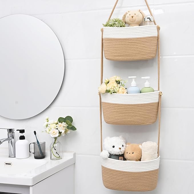 Hanging Basket, 3-Tier Wall Baskets, Over the Door Organizer