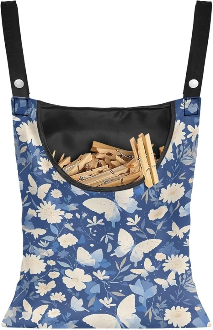 2 Pcs Butterfly and Floral Clothespin Bag