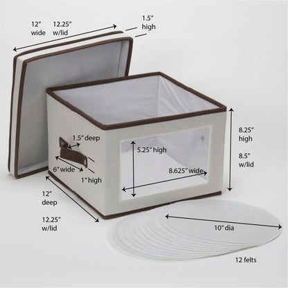 Household Essentials Dinner Plate Storage Box, Strong Frame and Handles, Windowed Panel, Fully Removable Lid, Stackable and Foldable, Perfect for Preserving Your Dinnerware