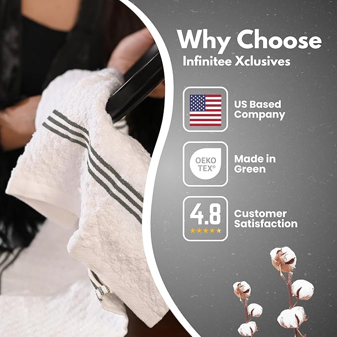 Infinitee Xclusives Premium Dish Cloth 100% Cotton 12 x 12 Inches |Pack of 4|