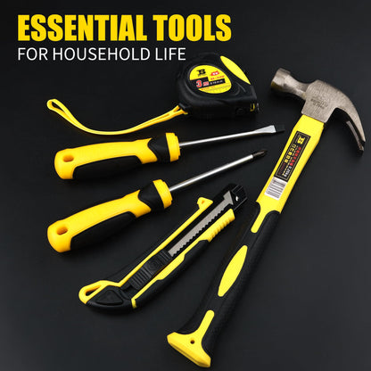 B BOSI TOOLS 142 PCS Tool Set, Home Repairing Tool Kit with 13-Inch Wide Mouth Open Storage Tool Bag, Portable Home Tool Kit Including Hammer, Screwdriver, and Household Tools