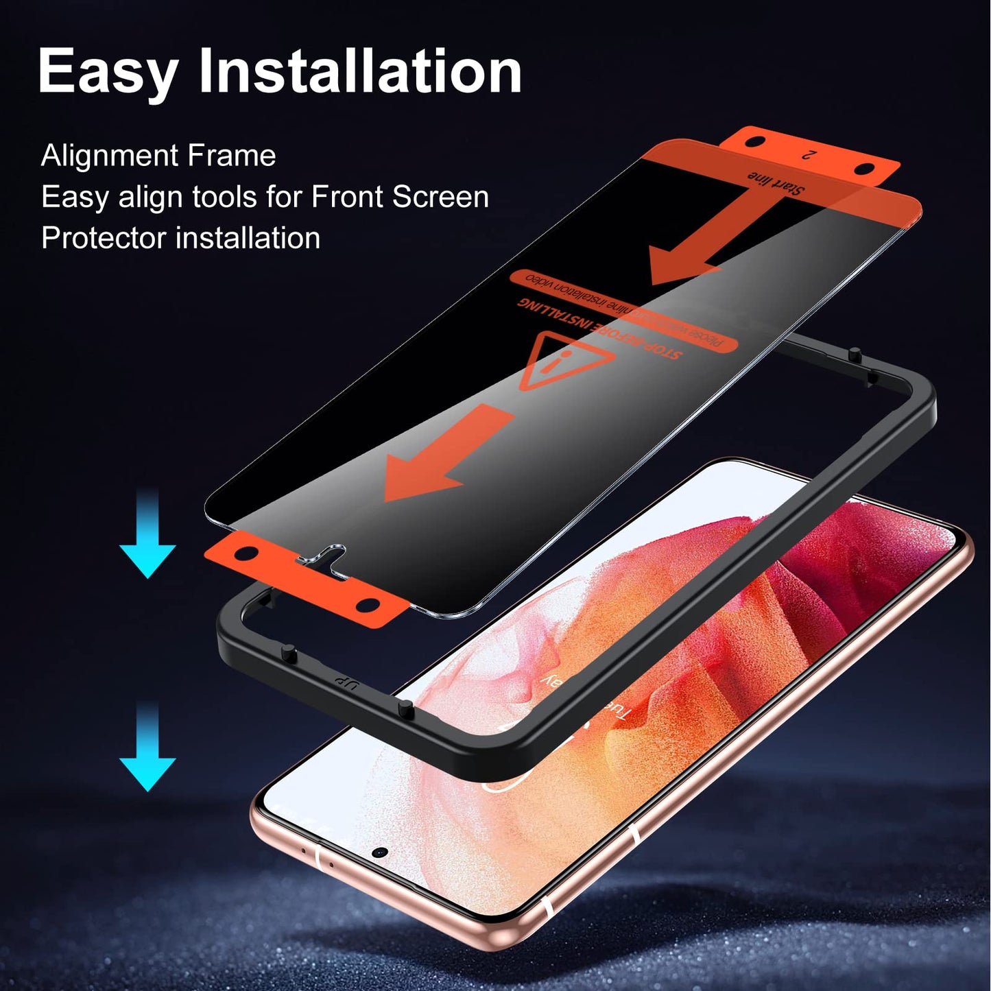 UniqueMe [2+3 Pack Compatible with Samsung Galaxy S21 5G - 6.2 inch Tempered Glass + Camera Lens Protector Screen Protector with Easy Installation Frame[9H Hardness]