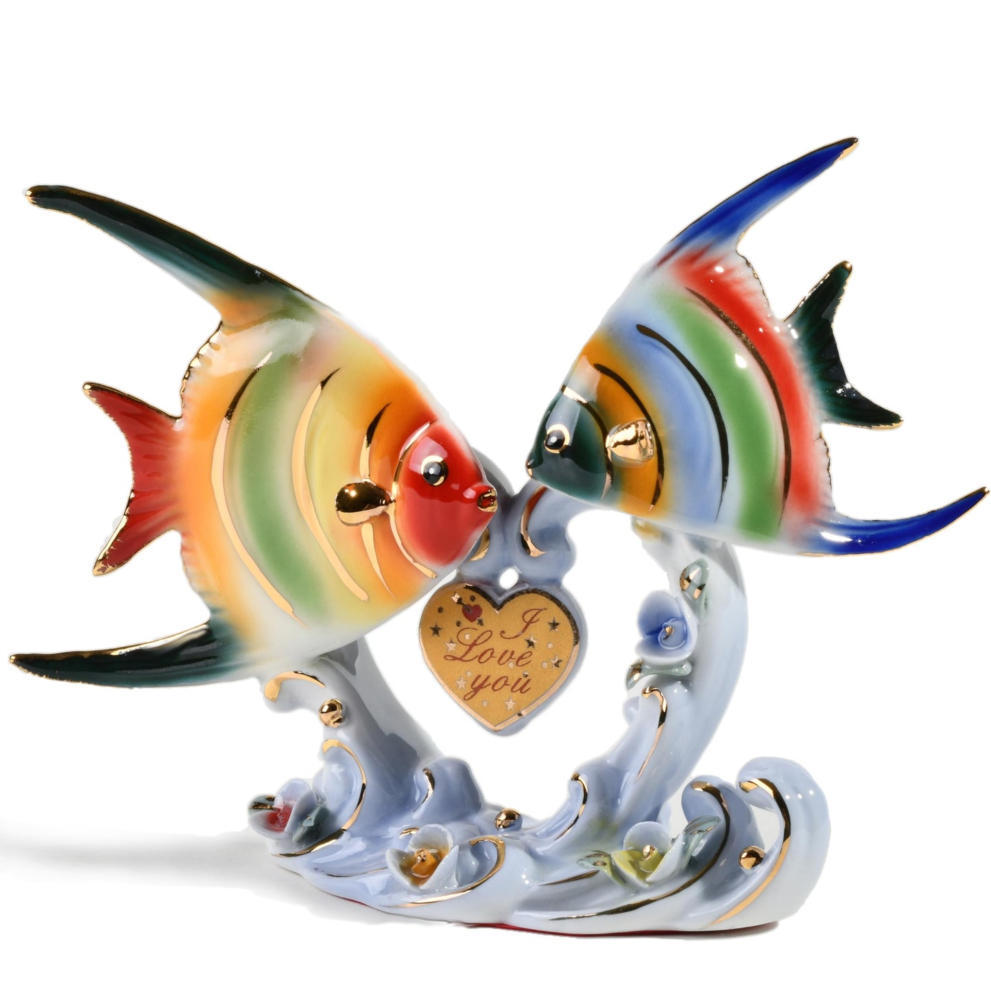 MTME Porcelain Figurines, I Love You (Golden Fish), Memorabilia, Sculpture Home Decor (Double)
