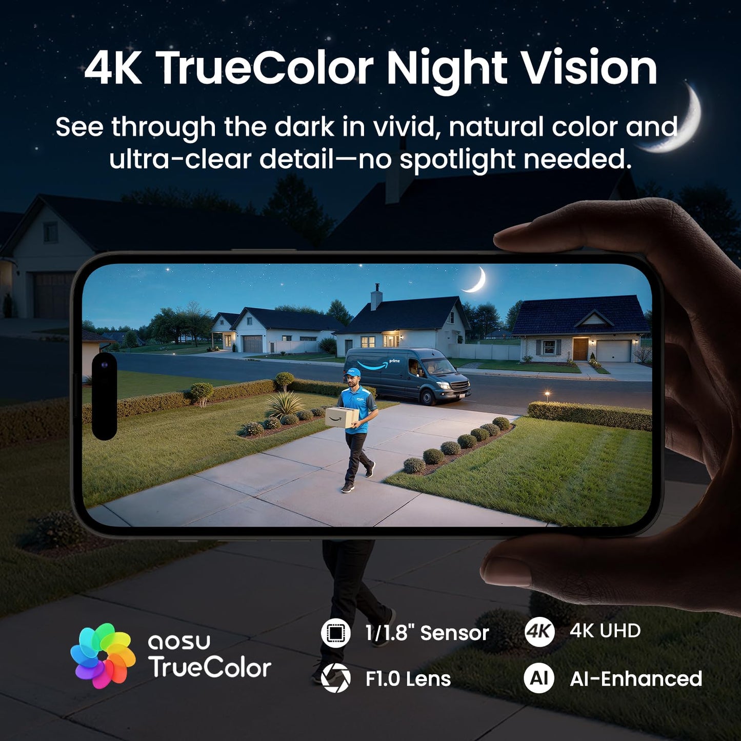 aosu T2 Ultra 4K Security Cameras Wireless Outdoor, 2 Cam Kit, Smart Home Security System with TrueColor Night Vision, AI Recognition & 360° Motion Tracking, Solar Power, Expandable 1TB Local Storage