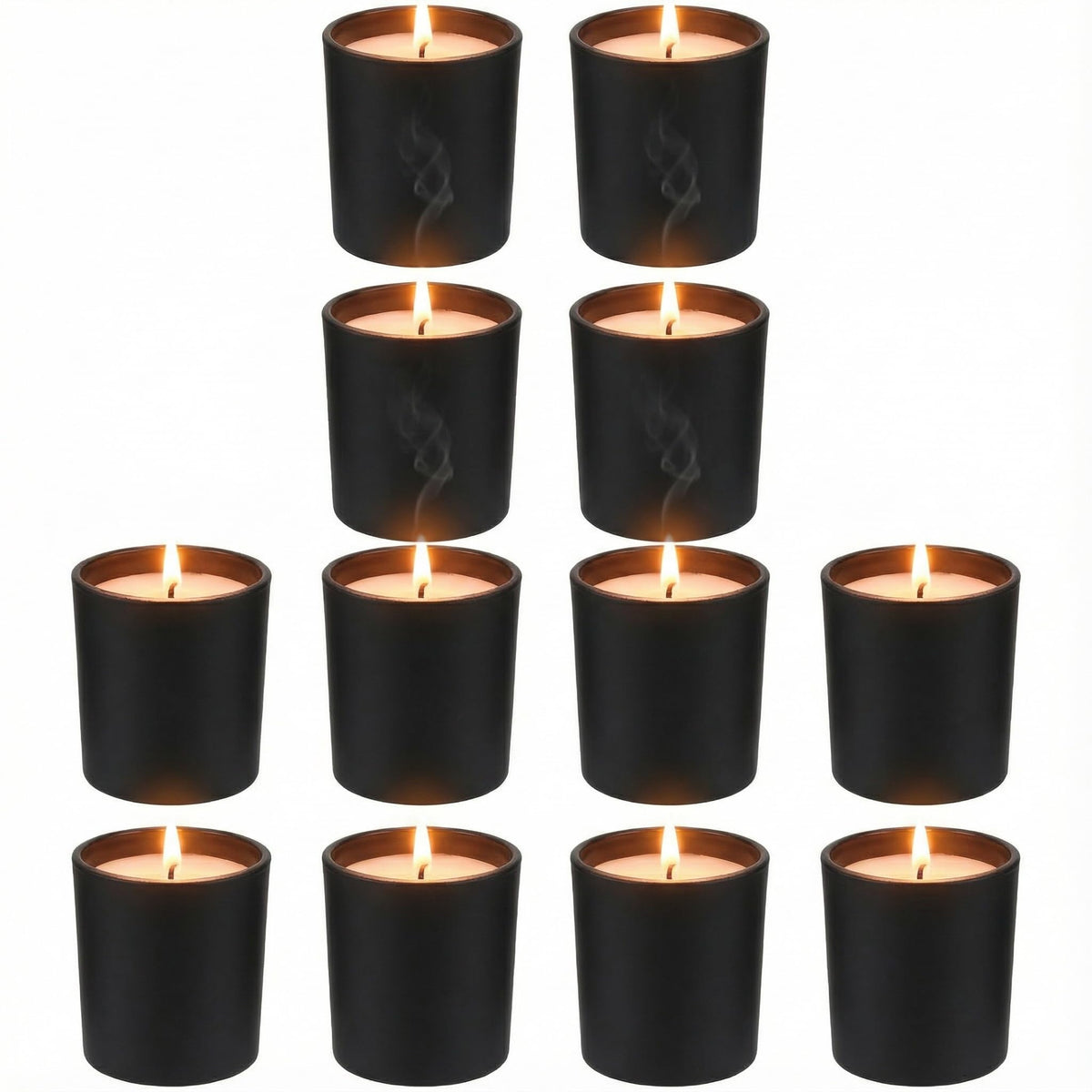 BESTOYARD 12Pcs Frosted Black Glass Votive Candle Holders, Modern Tea Light Holders for Table Centerpieces, Home Decor, Wedding & Party - Christmas Decorative Set