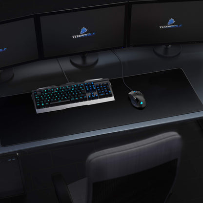 TITANWOLF - Extra Large Gaming Mouse Mat 1200x400mm Oversize - XXL Mouse Pad with motif - Desk Pad XXXL Extended – For Precision and Speed - Non-Slip Rubber Base – For Mouse and Keyboard - Black