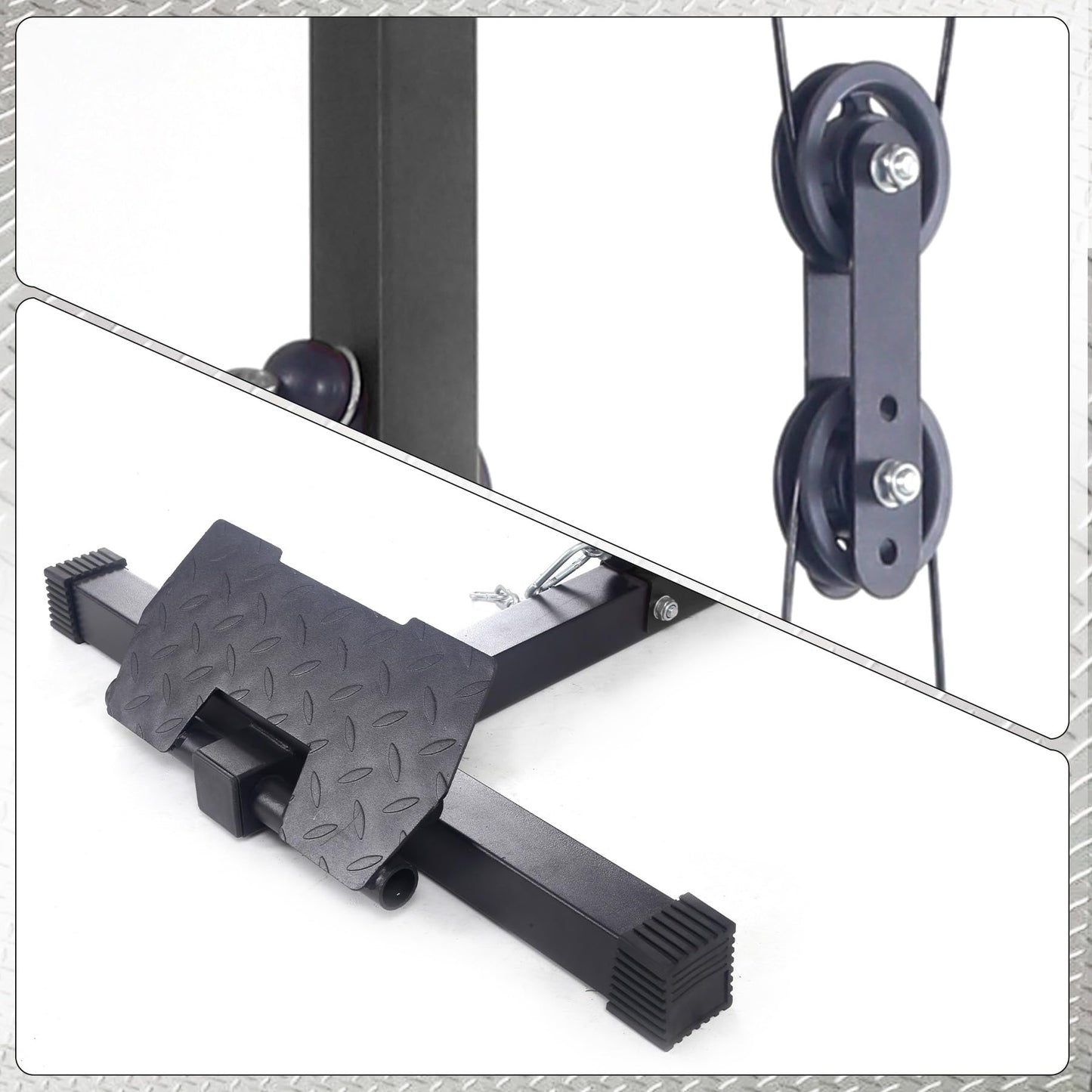 LAT Pull Down Machine for Home Gym, Cable Machine with High and Low Pulley Station, Multi-Functional LAT Pulldown Cable Machine with Leg Support, Tricep Workout Equipment