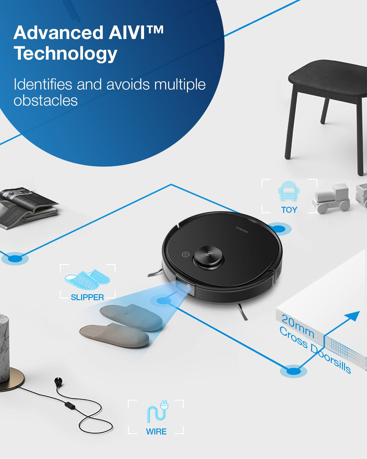 ECOVACS Deebot T8 AIVI Robot Vacuum Cleaner For Floors,Carpet, Vacumming and Mopping in One-Go, Laser Mapping, Smart AI Object Recognition, On-Demand Live Video, Custom Clean, 3+ Hours of Runtime