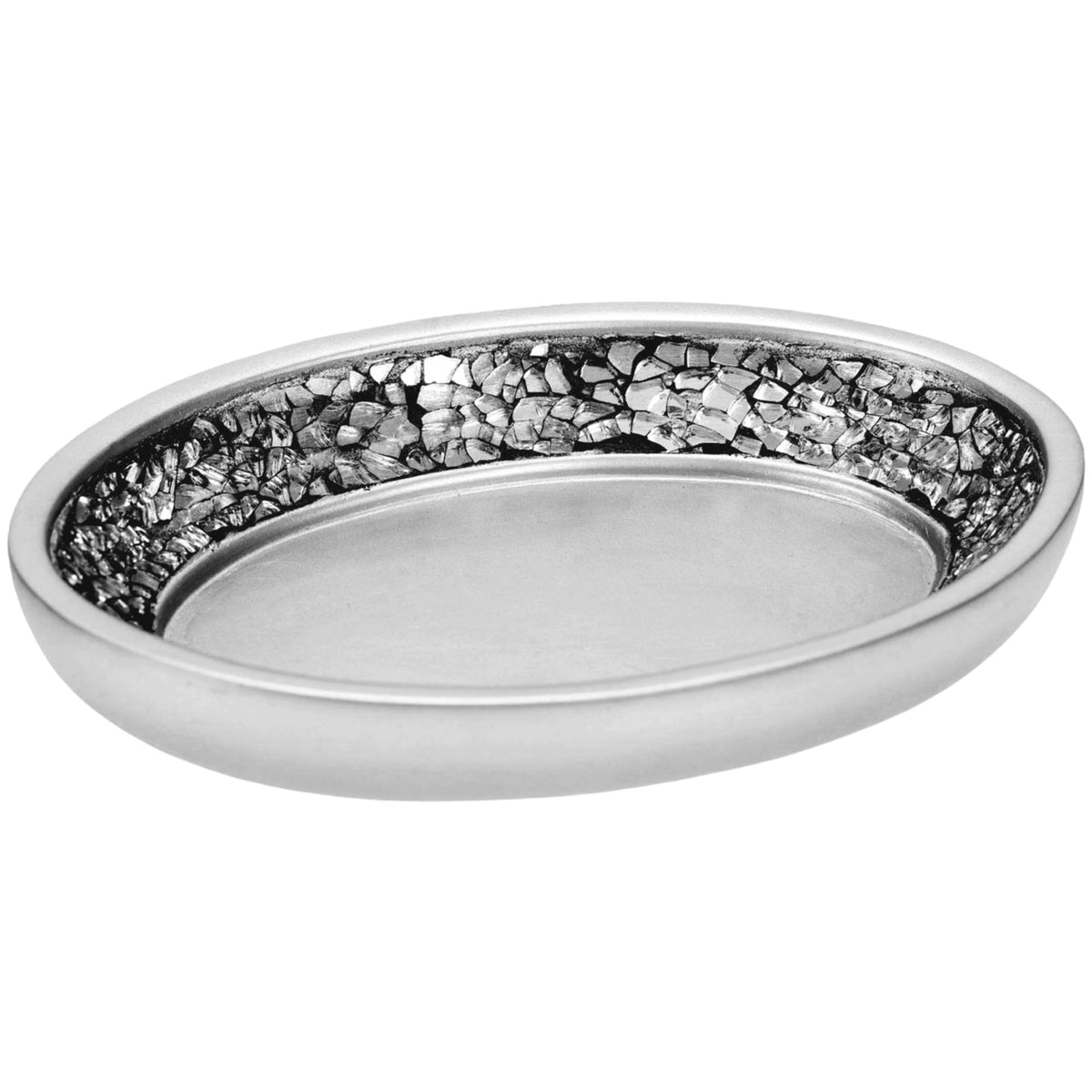 Creative Scents Crackled Glass Soap Dish for Bathroom, Decorative Dry Bar Soap Holder, Best Dishes for Sink/Bath/Shower Decor.