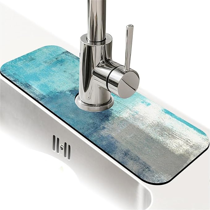 Kitchen Sink Splash Guard，Blue ocean Faucet Mat Sink Gadgets-Super Absorbent