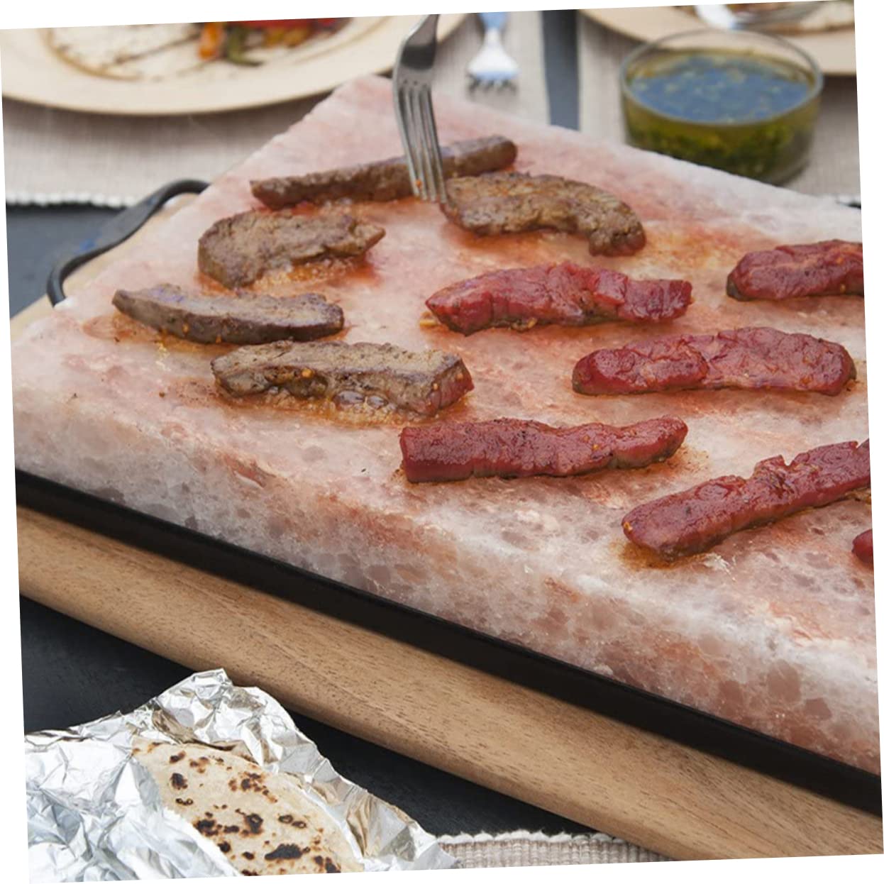 Sosoport Cooking Salt Plate Tray Salt Plate Holder for Grill Sturdy Stainless Steel Smooth Enameled Coating