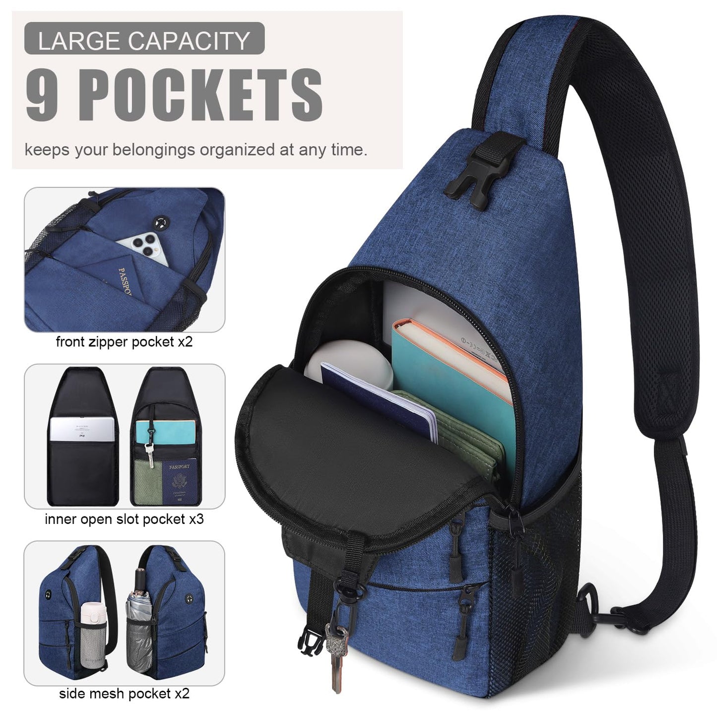 Crossbody Bags for Women Men Trendy Sling Bag Bakpack Casual Chest Bag with Convertible Shoulder Strap