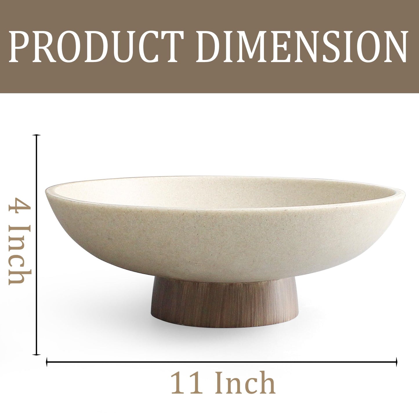LIN CHUAN Modern Resin Pedestal Bowl – Large Fruit Bowl for Kitchen Counter, Catch All Bowl for Entryway Table, Stylish Key Bowl & Dining Centerpiece, Brown