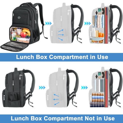 MATEIN Lunch Backpack for Men Work, Sturdy 17 Inch Laptop Backpack with Lunch Compartment, Water Resistant Work Bag with Padded Straps, Anti Theft Computer Back Pack for Office Commute College