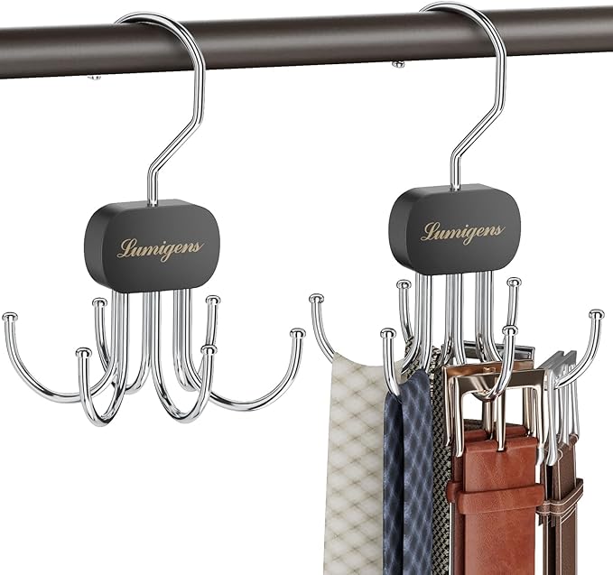 Belt Hanger, Belt Organizer for Closet, Rotatable Tie Rack, Belt Holder