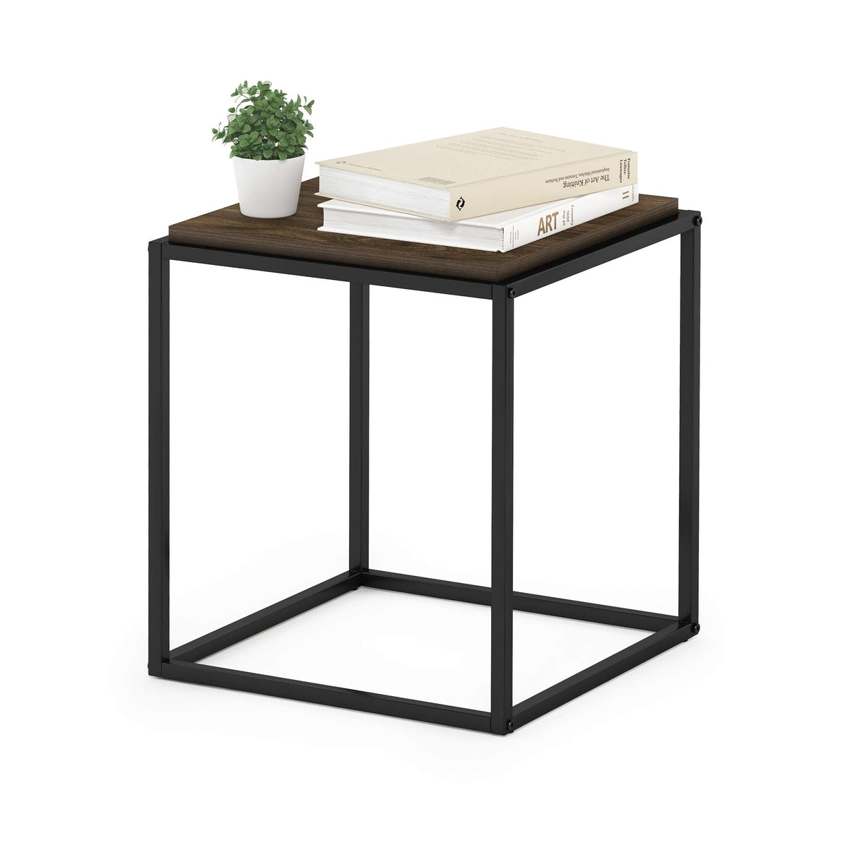 Furinno Moretti Cube Modern Stackable End Table Shelf, Columbia Walnut