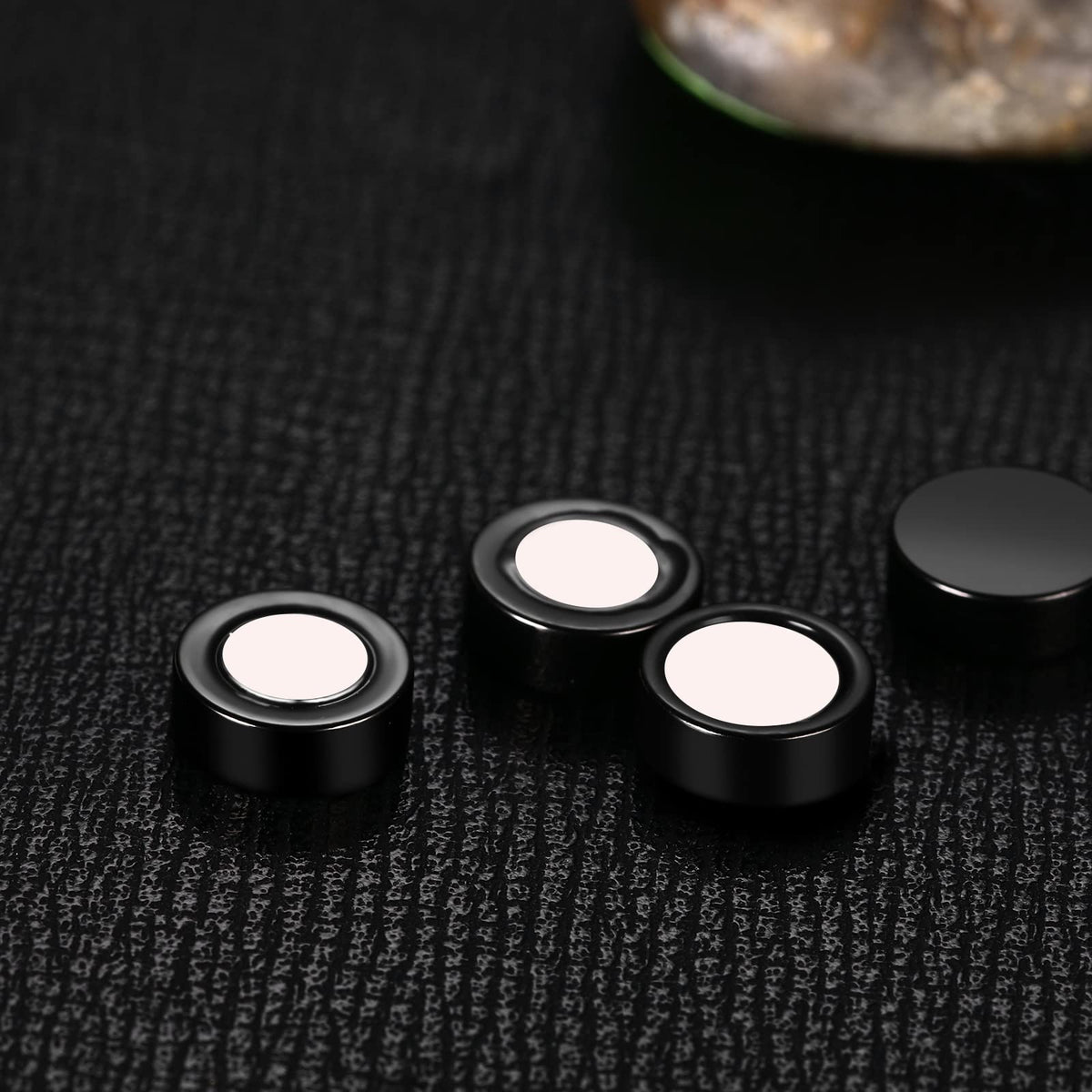 Rofusn Punk 6mm Stainless Steel Black Non-piercing Clip On Fake Cheater Stud Earrings for Men Women