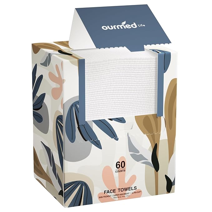 Ourmed Life Face Towels, Disposable Biodegradable Facial Towels