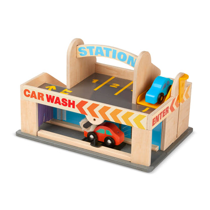 Melissa & Doug Service Station Parking Garage | Wooden Vehicle | Pretend Play | 3+ | Gift for Boy or Girl