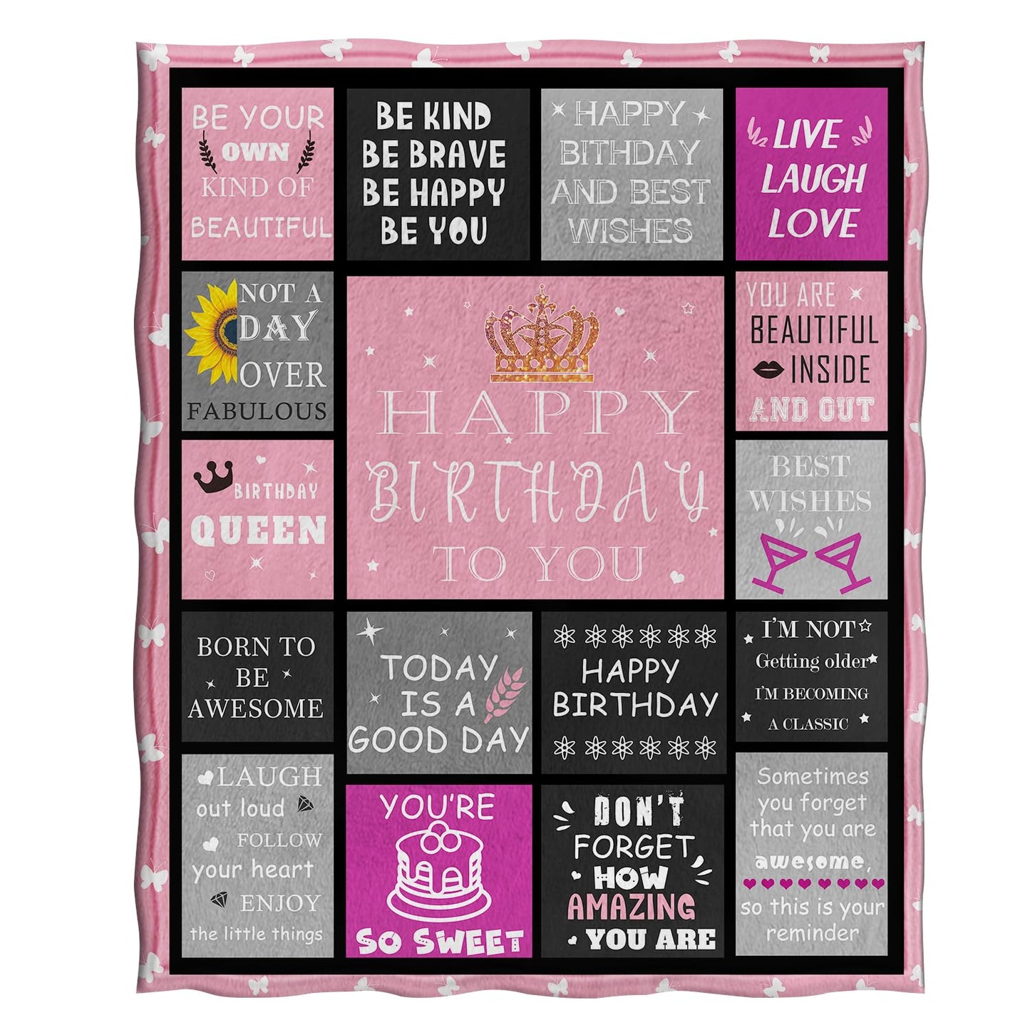 Jekeno Birthday Gifts for Women Girls, Happy Birthday Blanket Gifts for Teens Girls, Inspirational Gift for Her, Soft Throw Blanket Gifts Idea 50"x60"