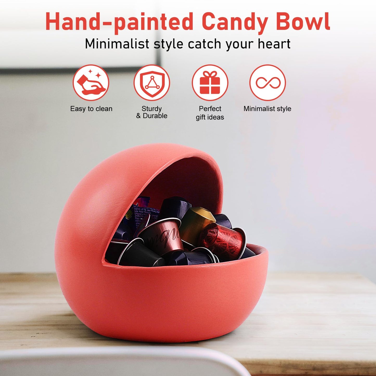 Decorative Red Candy Bowl For Kitchen Counter Key Bowl For Entryway Table Resin Multifunctional Modern Dish