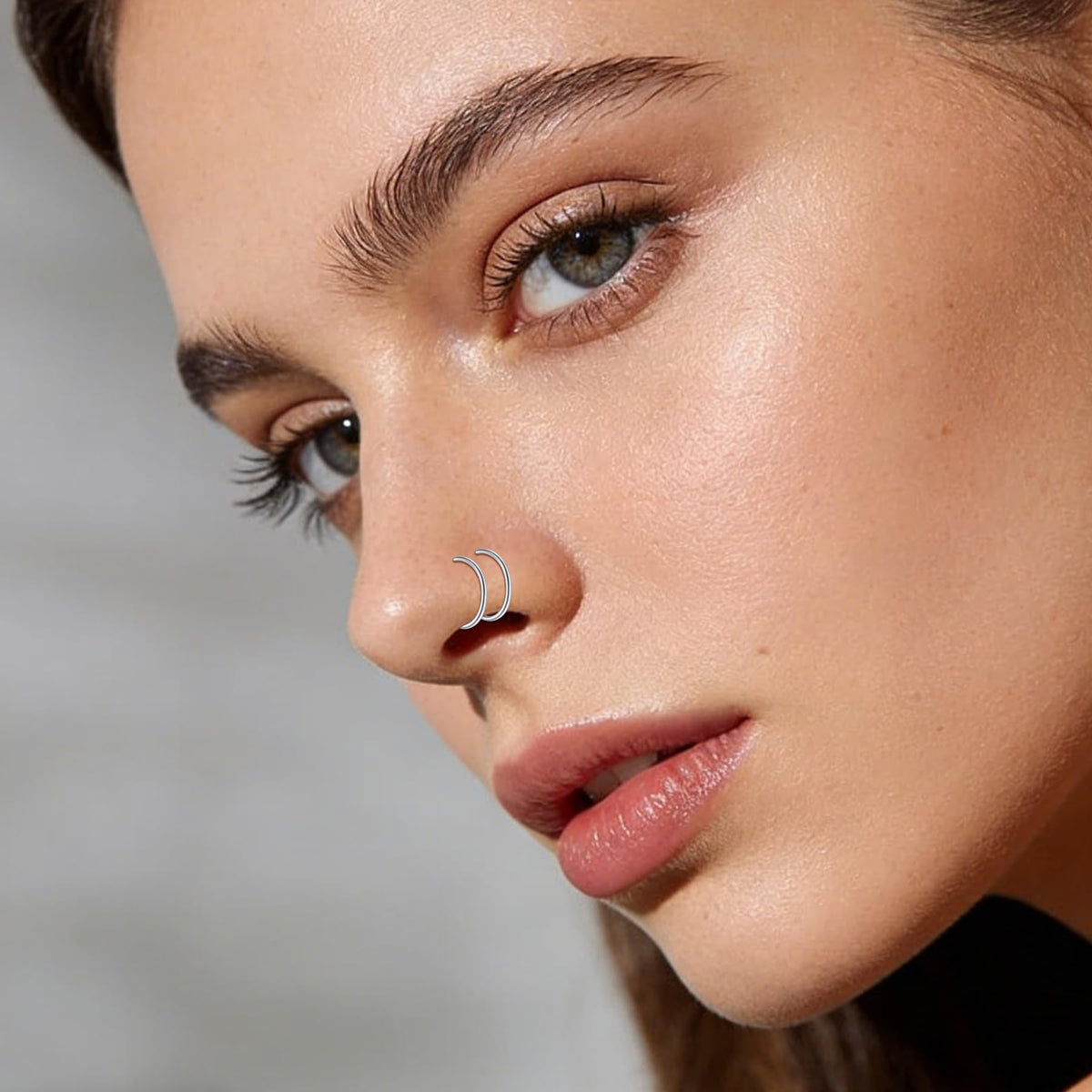 JFORYOU FORYOU Fake Nose Ring Fake Nose Piercing Fake Nose Rings for Women Fake Nose Ring Hoop Faux Nose Piercing Clip on No Pierced Non Piercing Faux Body Piercing Jewelry for Women Men
