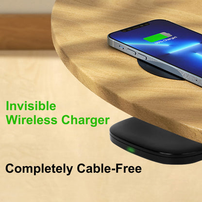 1.57"(40mm) NiiTTER Invisible Wireless Charger, Under Desk Wireless Charger, Under Counter Charging for iPhone 17/16/15/14/13/12/ Samsung Galaxy S25/S24/S23/S22/S21(Adapter Included)