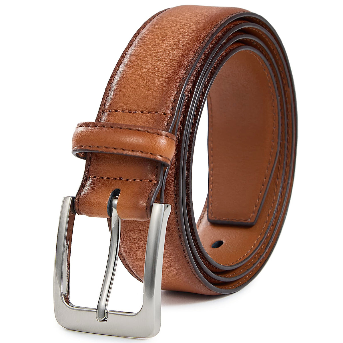 VATAN Men's Leather Dress Belts Handmade Classic Every Day Leather Belt with Prong Buckle for Men Work Business Casual (Tan, 36 (Waist 34))
