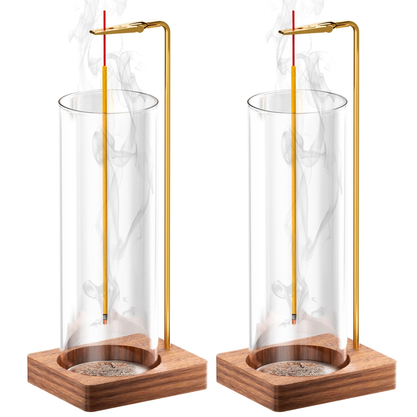 Incense Holder for Sticks, Insence-Stick Holder, Anti-Ash Flying No Mess Incense Burner, Incense Stick Holder with Glass Ash Catcher, for Yoga Spa Meditation Home Decor(2 Pack)