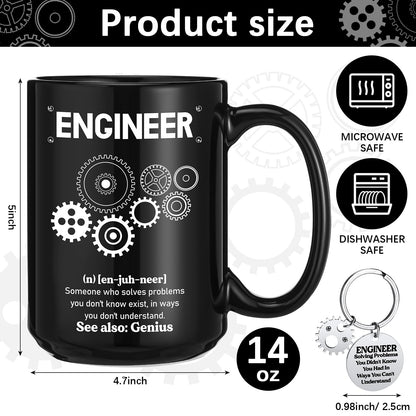 Panitay Engineer Gifts Set for Men 9 in 1 Multi Tool Pen 14 oz Engineer Coffee Mug Keychain Sock Gadget Birthday Retirement Employee Spirit Month Gift for Father Mechanical Electrical