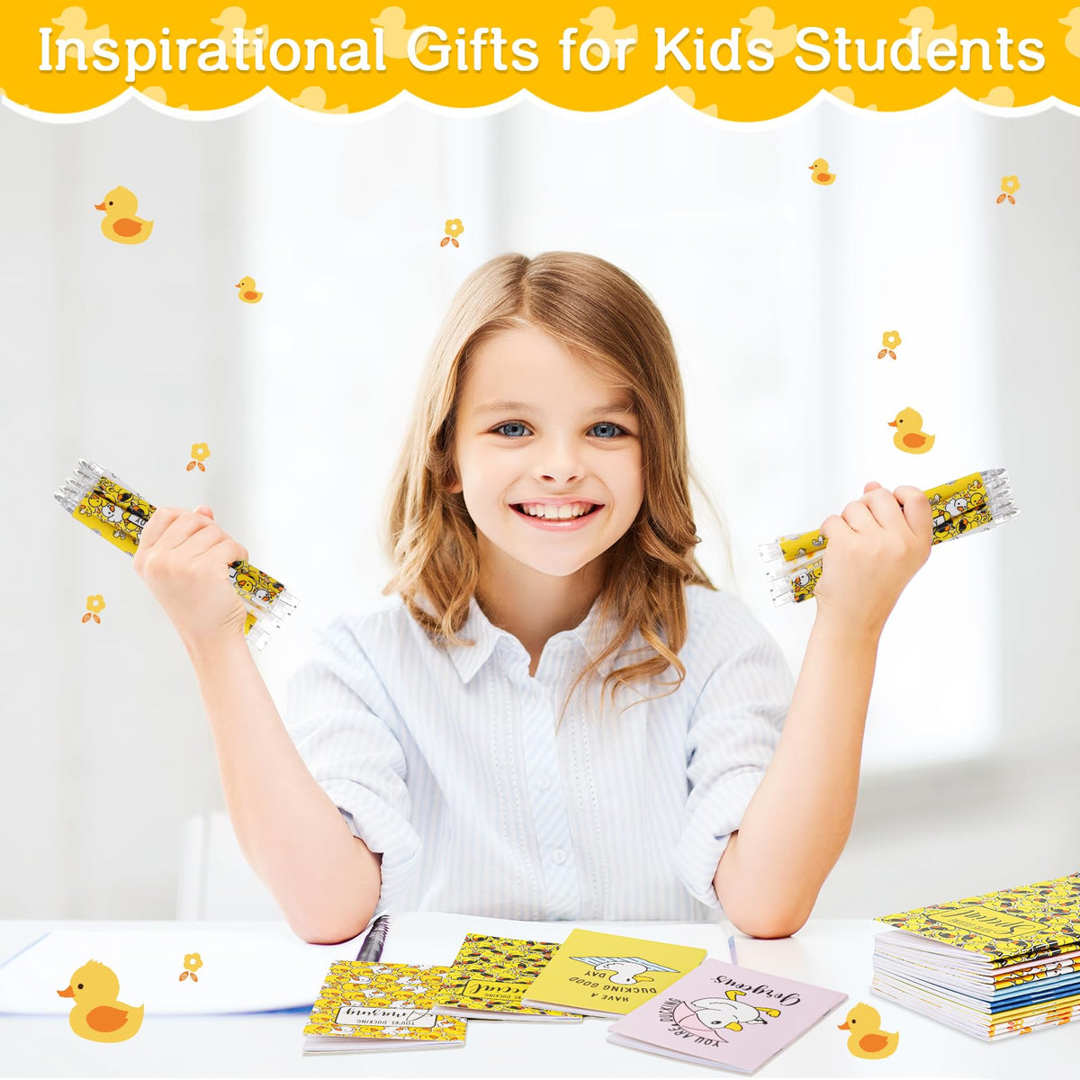 Kosiz 48 Set Inspirational Duck Gifts Duck Pens Motivational Mini Pocket Notebooks Funny Pens Thank You Gifts for Employee Appreciation Medical Assistants Cruise Gift Exchange Ideas Case