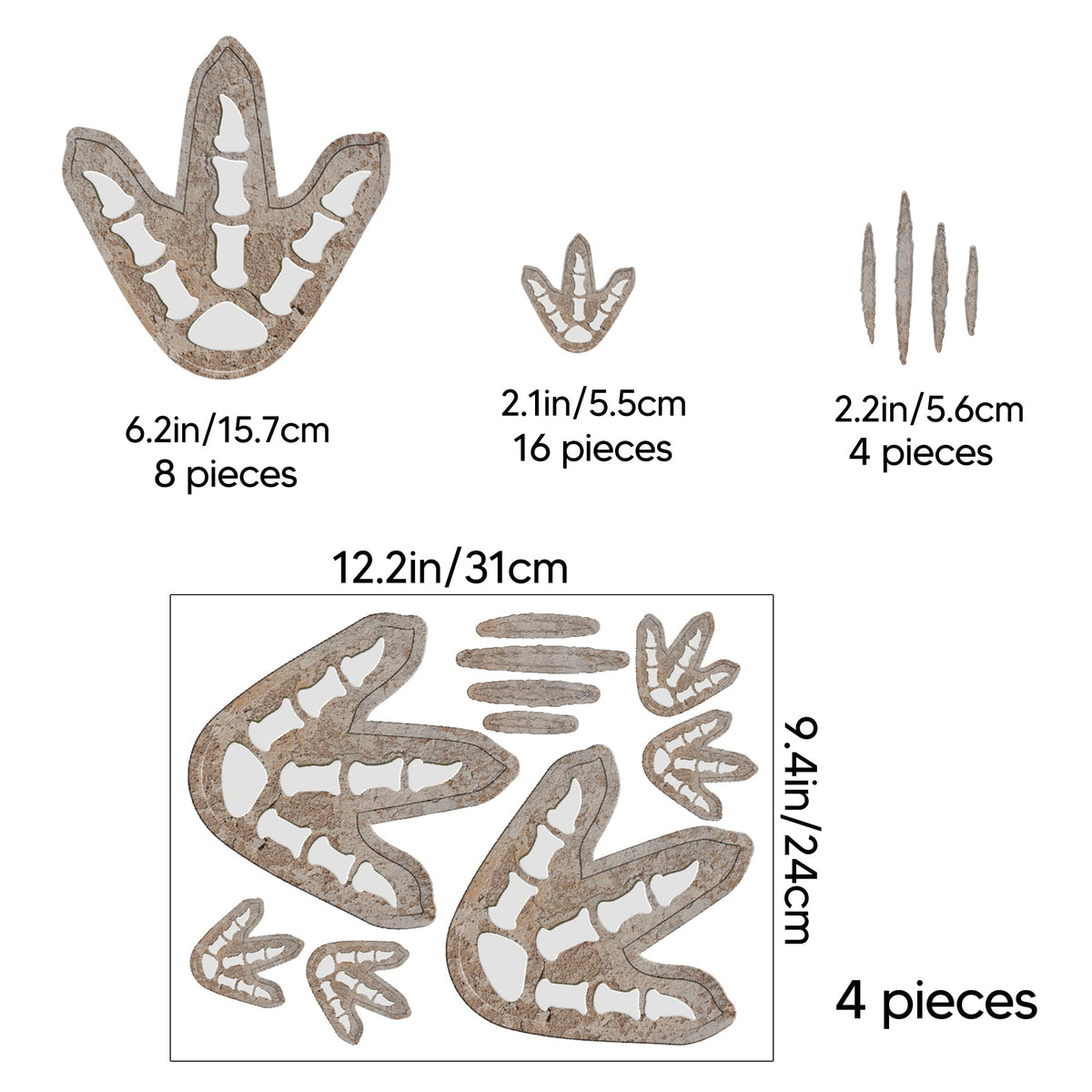 Glow in The Dark Dinosaur Footprints Wall Decals, Peel and Stick Cute Dino Track Stickers for Kids, Removable Dinosaur Wall Stickers for Baby Nursery Bedroom