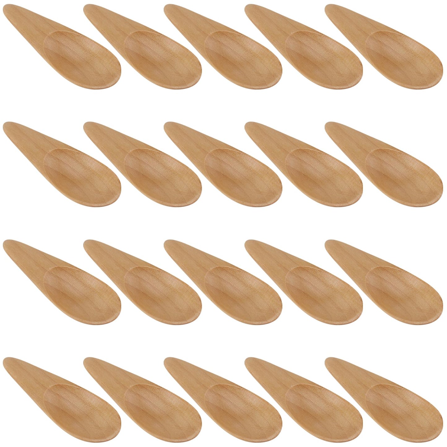 HAKZEON 20 PCS Mini Wooden Spoons, Small Salt Spoon with Short Handle, Small Wooden Spoons for Spice Jars Loose Tea Leaves Candy Coffee, 2.76 inch