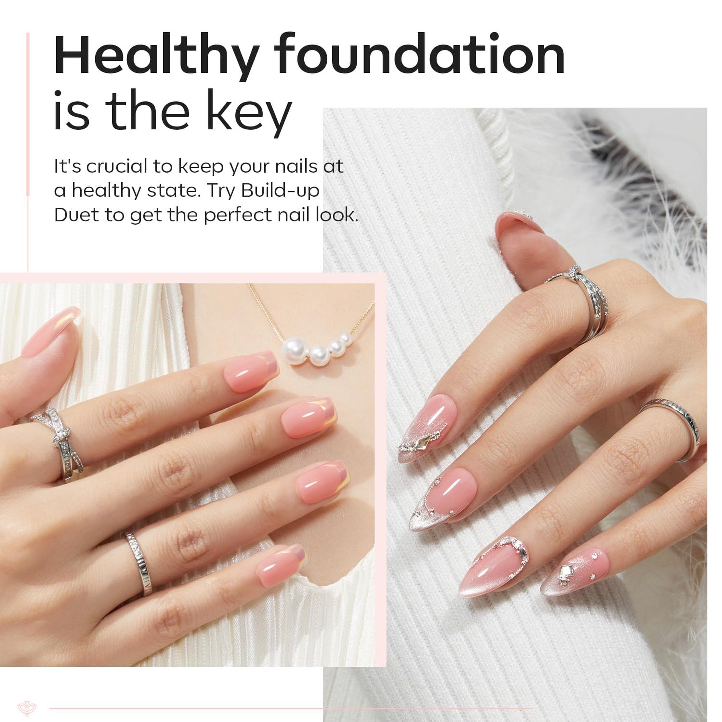 modelones Builder Nail Gel with Gel Top Coat, 3Pcs Clear Builder Nail Kit for Thickening Apex Building Extension Rhinestone Gel Tips Glue, U/V LED Lamp Cured for Home DIY Salon Girls