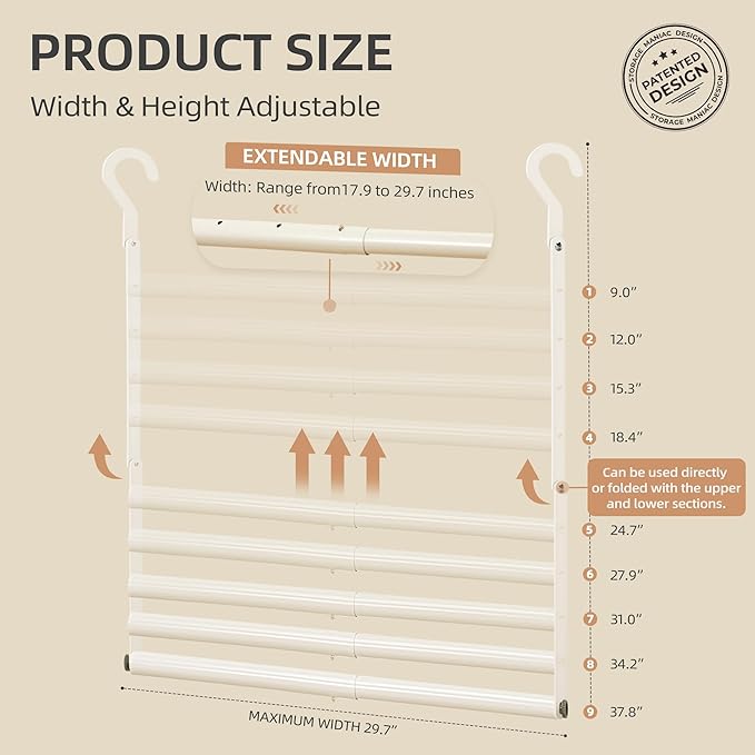 STORAGE MANIAC Adjustable Closet Rod Extender