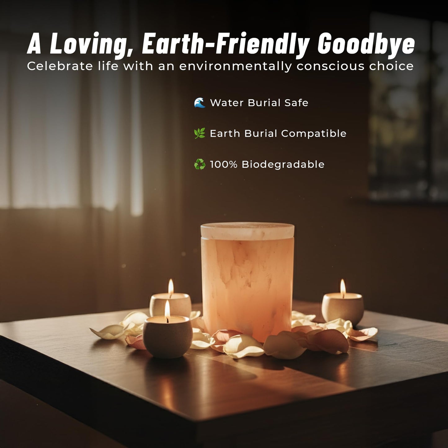 Himalayan Natural Salt Urn- Classical Cylinder Shaped Biodegradable Eco Urn for River or Earth Burial, Adult-Sized Cremation, 10 Inches High, Volume 200 Cubic inches.