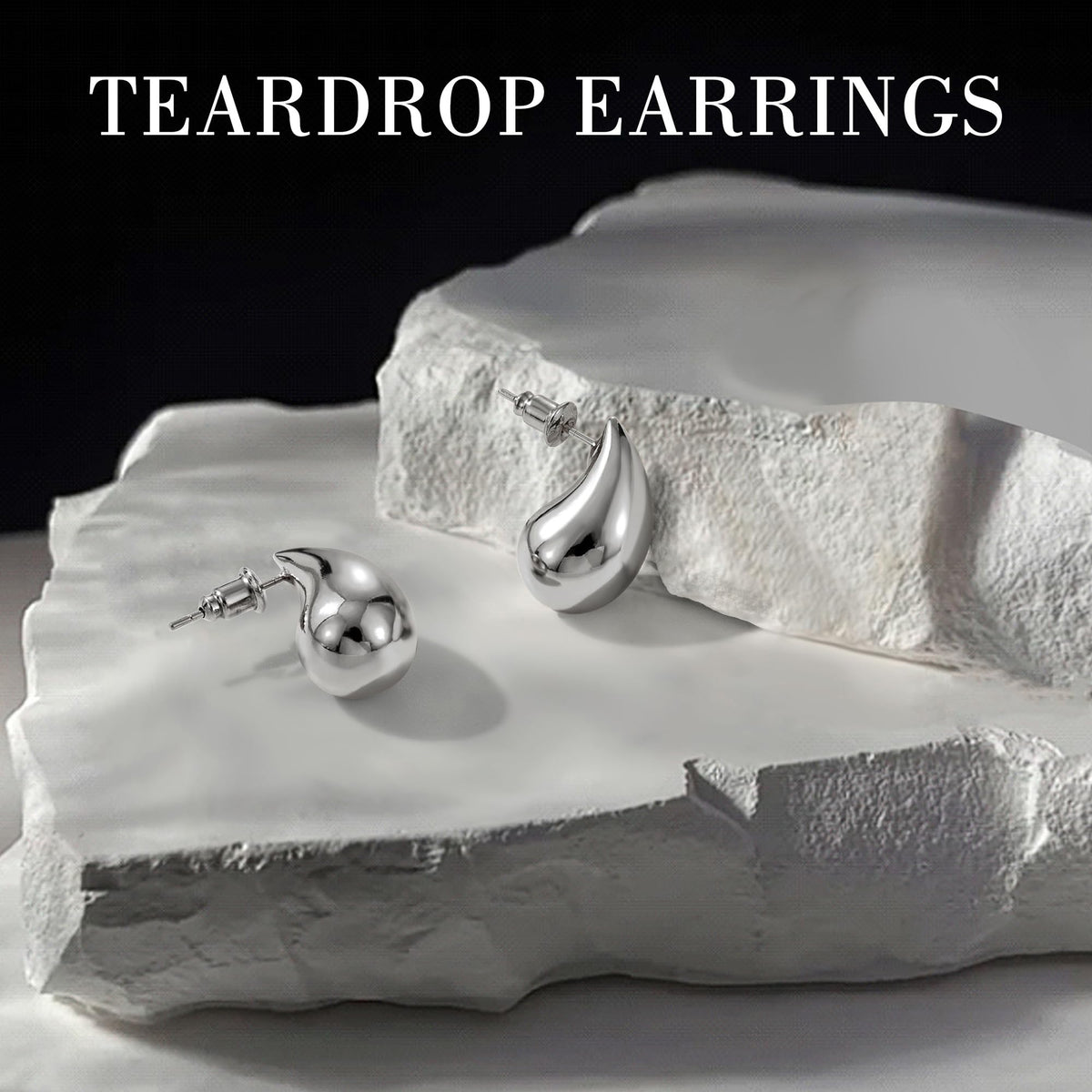 Gacimy Silver Tone Teardrop Earrings Dupes for Women, Chunky Drop Earrings for Women with 925 Sterling Silver Post, 0.7 Inches